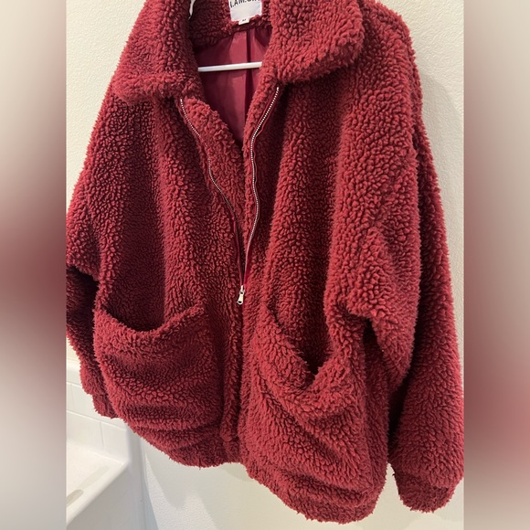 IAMGIA fur burgundy teddy jacket - Picture 5 of 9